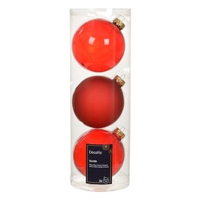 Kaemingk Lot de 3 boules de Noël en verre 10 cm Grandes boules de Noël Décoration de Noël et décoration de sapin de Noël Rouge transparent - Publicité Kaemingk Lot de 3 boules de Noël en verre 10 cm Grandes boules de Noël Décoration de Noël et décoration de sapin de Noël Rouge transparent - Publicité