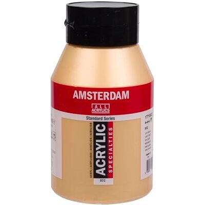 Amsterdam Pot de peinture acrylique Standard Series 1000 ml Or clair 802 Semi-opaque Grande résistance à la lumière Viscosité moyenne Finition satinée Durable 100% résine acrylique - Publicité Amsterdam Pot de peinture acrylique Standard Series 1000 ml Or clair 802 Semi-opaque Grande résistance à la lumière Viscosité moyenne Finition satinée Durable 100% résine acrylique - Publicité