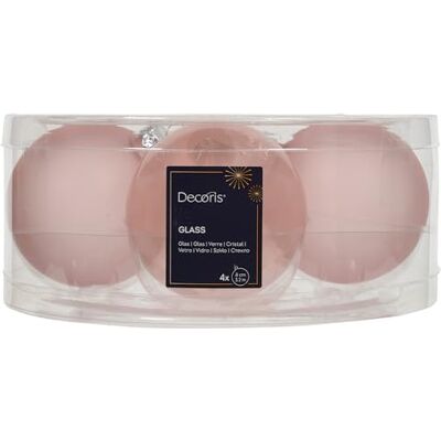 Kaemingk Lot de 4 boules de Noël en verre 8 cm Mat et brillant transparent Grandes boules de Noël Décoration de Noël et décoration de sapin de Noël Rose transparent - Publicité Kaemingk Lot de 4 boules de Noël en verre 8 cm Mat et brillant transparent Grandes boules de Noël Décoration de Noël et décoration de sapin de Noël Rose transparent - Publicité