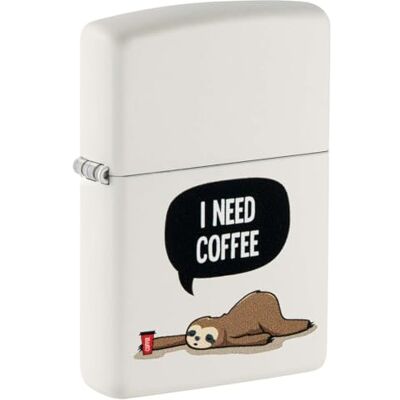 Zippo Briquet Tempête, Motif Paresseux Et Café, Blanc Mat, Image Colorée, Rechargeable, Réutilisable, Résistant Au Vent, Coffret Cadeau, Fabriqué Aux États-Unis - Publicité Zippo Briquet Tempête, Motif Paresseux Et Café, Blanc Mat, Image Colorée, Rechargeable, Réutilisable, Résistant Au Vent, Coffret Cadeau, Fabriqué Aux États-Unis - Publicité