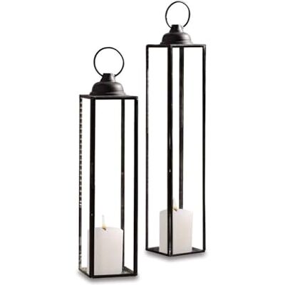 Loberon Radu Lot de 2 lanternes Verre et métal Taille imposante, Noir Vieilli - Publicité Loberon Radu Lot de 2 lanternes Verre et métal Taille imposante, Noir Vieilli - Publicité