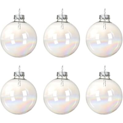 Kaemingk Lot de 6 Boules de Noël en Verre 8 cm Brillantes Grandes Boules pour Décoration de Sapin et Fêtes Transparent Irisé - Publicité Kaemingk Lot de 6 Boules de Noël en Verre 8 cm Brillantes Grandes Boules pour Décoration de Sapin et Fêtes Transparent Irisé - Publicité