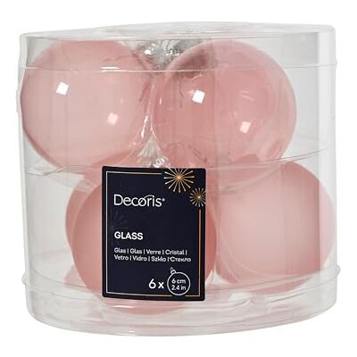 Kaemingk Lot de 6 Boules de Noël en Verre 6 cm Mat et Brillant Transparent Décoration pour Sapin Rose - Publicité Kaemingk Lot de 6 Boules de Noël en Verre 6 cm Mat et Brillant Transparent Décoration pour Sapin Rose - Publicité