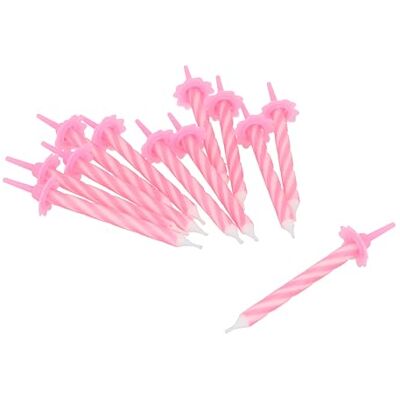 HENBRANDT Lot de 24 bougies de fête roses avec bougeoirs, bougies de célébration en spirale rose pour gâteaux d'anniversaire, fêtes prénatales pour filles et décorations d'anniversaire - Publicité HENBRANDT Lot de 24 bougies de fête roses avec bougeoirs, bougies de célébration en spirale rose pour gâteaux d'anniversaire, fêtes prénatales pour filles et décorations d'anniversaire - Publicité