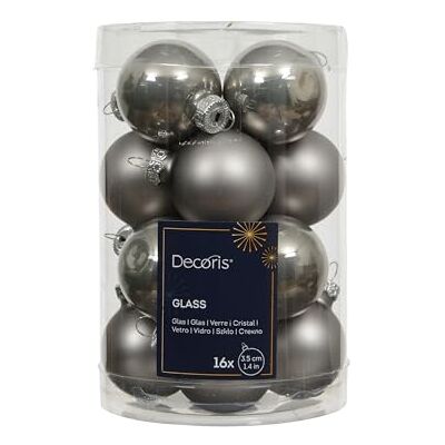 Kaemingk Lot de 16 boules de Noël en verre 3,5 cm Mat et brillant Petites boules de Noël pour Noël Décoration de Noël et décoration de sapin de Noël Gris délicat - Publicité Kaemingk Lot de 16 boules de Noël en verre 3,5 cm Mat et brillant Petites boules de Noël pour Noël Décoration de Noël et décoration de sapin de Noël Gris délicat - Publicité