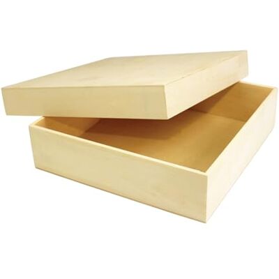 MÉGACRÉA Boite en Bois carrée 20 x 20 cm H 5 cm - Publicité MÉGACRÉA Boite en Bois carrée 20 x 20 cm H 5 cm - Publicité