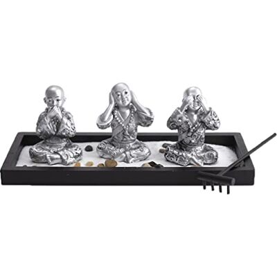 lachineuse Jardin Japonais 3 Bonzes Décoration Zen Intérieur Moines Bouddhistes avec Sable, Pierres & Rateau Déco Zen pour Bureau Objet Décoration Asiatique Idée Cadeau Japonais Asie - Publicité lachineuse Jardin Japonais 3 Bonzes Décoration Zen Intérieur Moines Bouddhistes avec Sable, Pierres & Rateau Déco Zen pour Bureau Objet Décoration Asiatique Idée Cadeau Japonais Asie - Publicité