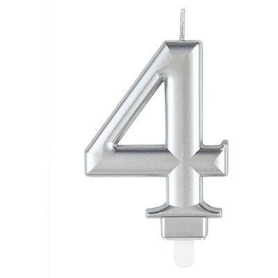 Unique 19594 Bougie d'Anniversaire Numéro 4-8cm Couleur Argent Métallique 1 Pièce (Lot de 1) - Publicité Unique 19594 Bougie d'Anniversaire Numéro 4-8cm Couleur Argent Métallique 1 Pièce (Lot de 1) - Publicité