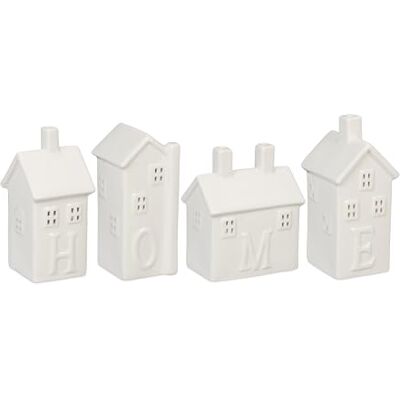 Relaxdays Photophore en Forme de Maison, Lot de 4, Set Qui Forme Le Mot Home, pour 1 Bougie Chauffe-Plat chacun, Blanc - Publicité Relaxdays Photophore en Forme de Maison, Lot de 4, Set Qui Forme Le Mot Home, pour 1 Bougie Chauffe-Plat chacun, Blanc - Publicité
