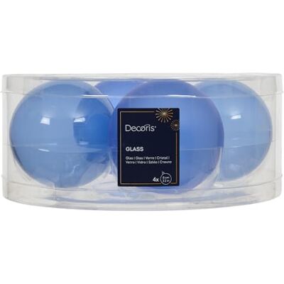Kaemingk Lot de 4 boules de Noël en verre 8 cm Mat et brillant transparent Grandes boules de Noël Décoration de Noël et décoration de sapin de Noël Bleu ciel transparent - Publicité Kaemingk Lot de 4 boules de Noël en verre 8 cm Mat et brillant transparent Grandes boules de Noël Décoration de Noël et décoration de sapin de Noël Bleu ciel transparent - Publicité