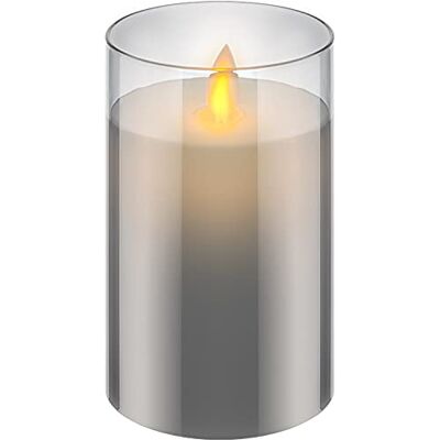 goobay Bougie LED en cire véritable en verre fumé Ø7,5x12,5cm, minuterie - Publicité goobay Bougie LED en cire véritable en verre fumé Ø7,5x12,5cm, minuterie - Publicité