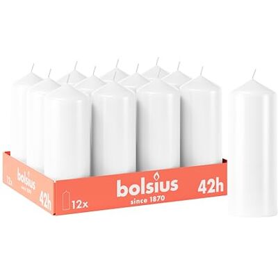 Bolsius Lot de 12 bougies piliers lisses Blanches 15 x 6 cm Décoratives Durée de combustion 42 heures Non parfumées Contient de la cire végétale naturelle Sans huile de palme - Publicité Bolsius Lot de 12 bougies piliers lisses Blanches 15 x 6 cm Décoratives Durée de combustion 42 heures Non parfumées Contient de la cire végétale naturelle Sans huile de palme - Publicité