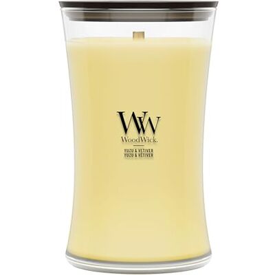 WoodWick Bougie parfumée Grande bougie sablier Yuzu & Vétiver Cadeaux parfaits pour femmes - Publicité WoodWick Bougie parfumée Grande bougie sablier Yuzu & Vétiver Cadeaux parfaits pour femmes - Publicité