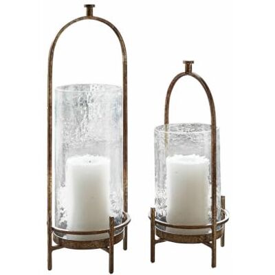 Loberon Aquivar Lot de 2 photophores Verre martelé Fer rehaussé d'une Finition cuivrée vieillie, Bronze Vieilli/Transparent - Publicité Loberon Aquivar Lot de 2 photophores Verre martelé Fer rehaussé d'une Finition cuivrée vieillie, Bronze Vieilli/Transparent - Publicité