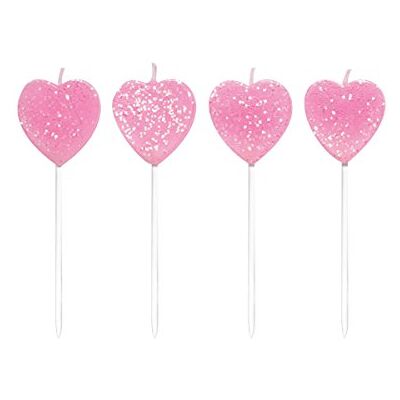 Creative 10 Bougies sur pics cœurs roses 7 cm - Publicité Creative 10 Bougies sur pics cœurs roses 7 cm - Publicité
