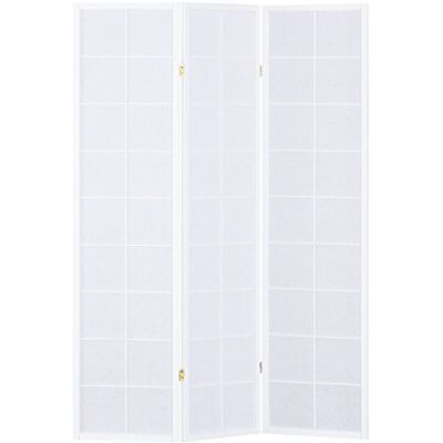 PEGANE Paravent Japonais Grands Carreaux Bois Blanc et Papier de Riz 3 pans Dim : H 175 cm - Publicité PEGANE Paravent Japonais Grands Carreaux Bois Blanc et Papier de Riz 3 pans Dim : H 175 cm - Publicité