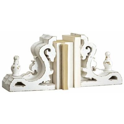 Loberon Sami Lot de 2 Serre-Livres Forme ornementale Finition Blanc Vieilli, Blanc Vieilli - Publicité Loberon Sami Lot de 2 Serre-Livres Forme ornementale Finition Blanc Vieilli, Blanc Vieilli - Publicité