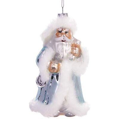 BRUBAKER Suspension pour Sapin de Noël Père Noël Blanc/Argenté Boule en Verre Soufflé Peinte à la Main Drôle & Originale Décoration Arbre 15 cm - Publicité BRUBAKER Suspension pour Sapin de Noël Père Noël Blanc/Argenté Boule en Verre Soufflé Peinte à la Main Drôle & Originale Décoration Arbre 15 cm - Publicité