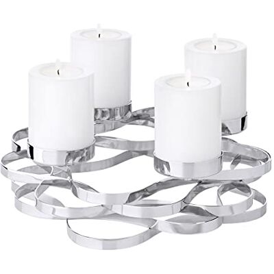 EDZARD Couronne de l'Avent Alita (Ø 25 cm), Acier Inoxydable, nickelé, Couleur Argent, pour Bougies piliers Ø 6 cm - Publicité EDZARD Couronne de l'Avent Alita (Ø 25 cm), Acier Inoxydable, nickelé, Couleur Argent, pour Bougies piliers Ø 6 cm - Publicité