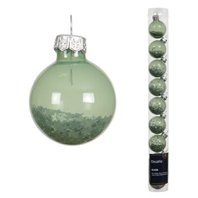Kaemingk Lot de 9 boules de Noël en verre remplies d'étoiles 3 cm Petites boules de Noël pour Noël Décoration de sapin de Noël et décoration de sapin de Noël Vert matcha transparent - Publicité Kaemingk Lot de 9 boules de Noël en verre remplies d'étoiles 3 cm Petites boules de Noël pour Noël Décoration de sapin de Noël et décoration de sapin de Noël Vert matcha transparent - Publicité