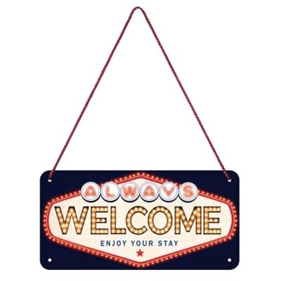 ART , Plaque à suspendre, Welcome – Idée de cadeau pour les fans de la Route 66, en métal, Design retro pour la décoration, 10 x 20 cm - Publicité ART , Plaque à suspendre, Welcome – Idée de cadeau pour les fans de la Route 66, en métal, Design retro pour la décoration, 10 x 20 cm - Publicité