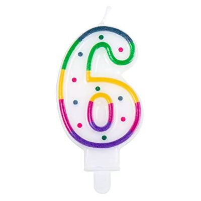 Boland 31066 – Bougie d'anniversaire chiffre 6, 1 pièce, six pièces, avec bougeoir, piquet, mini bougie à gâteau, gâteau, anniversaire, jardin d'enfants, décoration, cadeau, multicolore - Publicité Boland 31066 – Bougie d'anniversaire chiffre 6, 1 pièce, six pièces, avec bougeoir, piquet, mini bougie à gâteau, gâteau, anniversaire, jardin d'enfants, décoration, cadeau, multicolore - Publicité