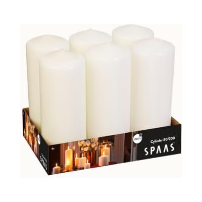 Lot de 6 bougies Spaas - 80/200mm, ±100h, blanc - Bougie - Publicité Lot de 6 bougies Spaas - 80/200mm, ±100h, blanc - Bougie - Publicité
