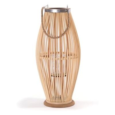 CREEDWOOD Zya Lanterne en bambou avec anse et insert en verre Bougeoir en bois Lanterne décorative pour balcon ou appartement couvert Dimensions : 70 cm - Publicité CREEDWOOD Zya Lanterne en bambou avec anse et insert en verre Bougeoir en bois Lanterne décorative pour balcon ou appartement couvert Dimensions : 70 cm - Publicité