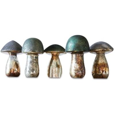 Loberon Grana Lot de 5 Champignons décoratifs Diverses Formes et Coloris Finitions appliquées à la Main, Multicolore - Publicité Loberon Grana Lot de 5 Champignons décoratifs Diverses Formes et Coloris Finitions appliquées à la Main, Multicolore - Publicité
