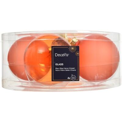 Kaemingk Lot de 4 boules de Noël en verre 8 cm Mat et brillant transparent Grandes boules de Noël Décoration de Noël et décoration de sapin de Noël Orange chaud transparent - Publicité Kaemingk Lot de 4 boules de Noël en verre 8 cm Mat et brillant transparent Grandes boules de Noël Décoration de Noël et décoration de sapin de Noël Orange chaud transparent - Publicité