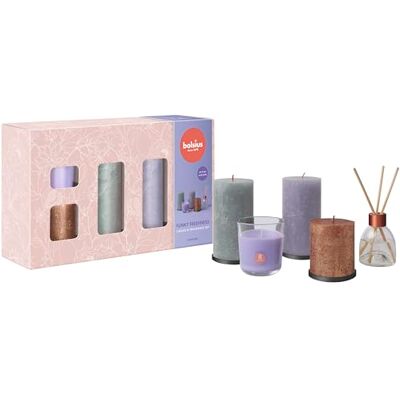 Bolsius Lot de 5 bougies pilier rustiques avec diffuseur de parfum et bougie parfumée Funky Freshness Lavande Bougies décoratives d'intérieur Longue durée de combustion Avec cire naturelle - Publicité Bolsius Lot de 5 bougies pilier rustiques avec diffuseur de parfum et bougie parfumée Funky Freshness Lavande Bougies décoratives d'intérieur Longue durée de combustion Avec cire naturelle - Publicité