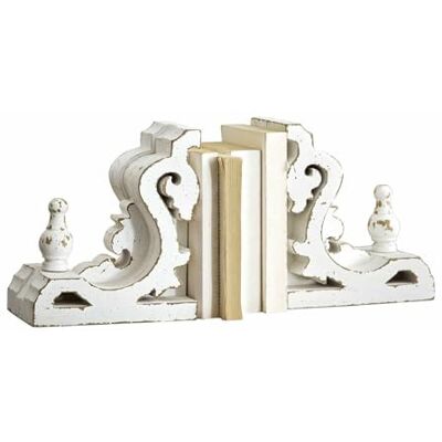 Loberon Sami Lot de 2 Serre-Livres Forme ornementale Finition Blanc Vieilli, Blanc Vieilli - Publicité Loberon Sami Lot de 2 Serre-Livres Forme ornementale Finition Blanc Vieilli, Blanc Vieilli - Publicité