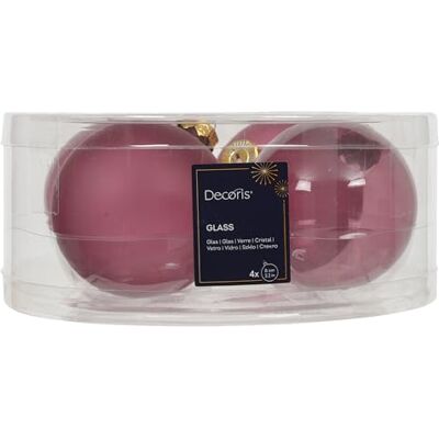 Kaemingk Lot de 4 boules de Noël en verre 8 cm Mat et brillant transparent Grandes boules de Noël Décoration de Noël et décoration de sapin de Noël Rose vintage transparent - Publicité Kaemingk Lot de 4 boules de Noël en verre 8 cm Mat et brillant transparent Grandes boules de Noël Décoration de Noël et décoration de sapin de Noël Rose vintage transparent - Publicité