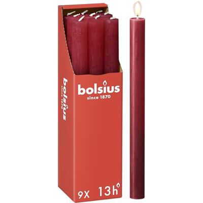 Bolsius Rustik Lot de 9 bougies à tige Delicate Rouge Longueur : 13 heures Sans parfum Cire végétale naturelle Sans goutte Sans huile de palme 27 x 2,3 cm - Publicité Bolsius Rustik Lot de 9 bougies à tige Delicate Rouge Longueur : 13 heures Sans parfum Cire végétale naturelle Sans goutte Sans huile de palme 27 x 2,3 cm - Publicité