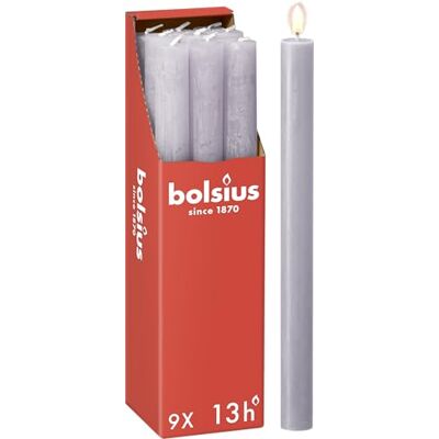 Bolsius Rustik Lot de 9 bougies à tige Violet clair Longueur : 13 heures Sans parfum Cire végétale naturelle Sans goutte Sans huile de palme 27 x 2,3 cm - Publicité Bolsius Rustik Lot de 9 bougies à tige Violet clair Longueur : 13 heures Sans parfum Cire végétale naturelle Sans goutte Sans huile de palme 27 x 2,3 cm - Publicité