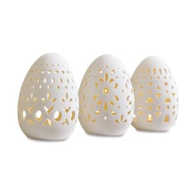 Loberon Mouna Lot de 3 œufs de Pâques Porcelaine Noble Lumières LED Chaudes, Blanc - Publicité Loberon Mouna Lot de 3 œufs de Pâques Porcelaine Noble Lumières LED Chaudes, Blanc - Publicité