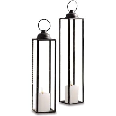Loberon Radu Lot de 2 lanternes Verre et métal Taille imposante, Noir Vieilli - Publicité Loberon Radu Lot de 2 lanternes Verre et métal Taille imposante, Noir Vieilli - Publicité