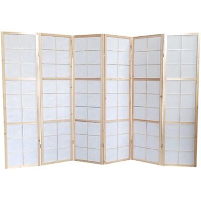 PEGANE Paravent Japonais Bois Naturel, séparateur de pièce 6 pans Hauteur 175 cm x Longueur 264 cm - Publicité PEGANE Paravent Japonais Bois Naturel, séparateur de pièce 6 pans Hauteur 175 cm x Longueur 264 cm - Publicité
