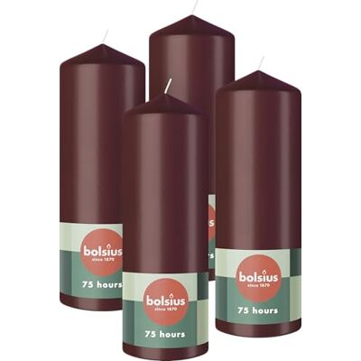 Bolsius 4 bougies pilier Rouge foncé 20 x 7 cm - Publicité Bolsius 4 bougies pilier Rouge foncé 20 x 7 cm - Publicité