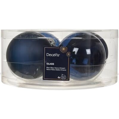 Kaemingk Lot de 4 boules de Noël en verre 8 cm Mat et brillant transparent Grandes boules de Noël Décoration de Noël et décoration de sapin de Noël Bleu nuit - Publicité Kaemingk Lot de 4 boules de Noël en verre 8 cm Mat et brillant transparent Grandes boules de Noël Décoration de Noël et décoration de sapin de Noël Bleu nuit - Publicité