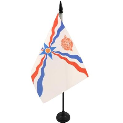 AZ FLAG Drapeau de Table Assyrie nouveau 21x14 cm Socle Plastique - Publicité AZ FLAG Drapeau de Table Assyrie nouveau 21x14 cm Socle Plastique - Publicité