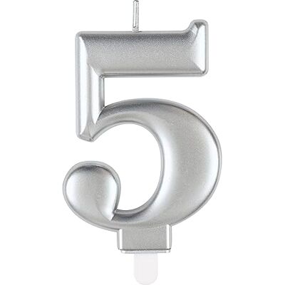 Unique - Bougie d'anniversaire-8cm-Couleur Argent Métallique-1 Pièce (Lot de 1), 19595, Silver, 8 cm - Publicité Unique - Bougie d'anniversaire-8cm-Couleur Argent Métallique-1 Pièce (Lot de 1), 19595, Silver, 8 cm - Publicité
