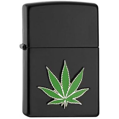 Zippo Briquet tempête – Feuille de cannabis – Noir mat, emblème – Rechargeable – Réutilisable – Design coupe-vent – Boîte cadeau – Fabriqué aux États-Unis - Publicité Zippo Briquet tempête – Feuille de cannabis – Noir mat, emblème – Rechargeable – Réutilisable – Design coupe-vent – Boîte cadeau – Fabriqué aux États-Unis - Publicité