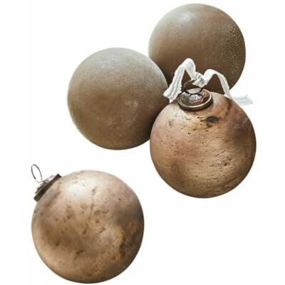 Loberon Ophraine Lot de 4 Boules de Noël Verre soufflé à la Bouche Mélange Mat et Brillant, Marron/cuivré - Publicité Loberon Ophraine Lot de 4 Boules de Noël Verre soufflé à la Bouche Mélange Mat et Brillant, Marron/cuivré - Publicité