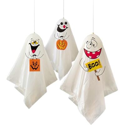 Unique 88048 – Lot de 3 décorations d'halloween fantômes à Suspendre, Motifs Assortis, 88,9 cm - Publicité Unique 88048 – Lot de 3 décorations d'halloween fantômes à Suspendre, Motifs Assortis, 88,9 cm - Publicité