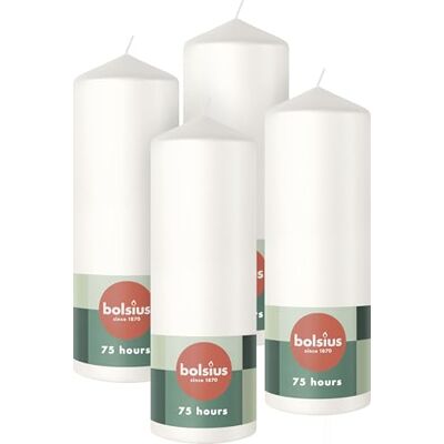 Bolsius Lot de 4 bougies piliers Blanc 20 x 7 cm - Publicité Bolsius Lot de 4 bougies piliers Blanc 20 x 7 cm - Publicité