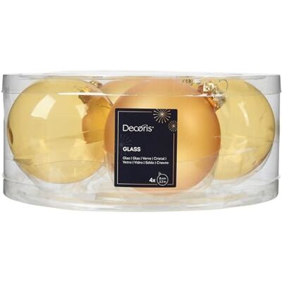 Kaemingk Lot de 4 boules de Noël en verre 8 cm Mat et brillant transparent Grandes boules de Noël Décoration de Noël et décoration de sapin de Noël Or clair transparent - Publicité Kaemingk Lot de 4 boules de Noël en verre 8 cm Mat et brillant transparent Grandes boules de Noël Décoration de Noël et décoration de sapin de Noël Or clair transparent - Publicité