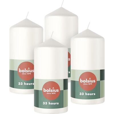 Bolsius Bougie pilier blanc nuage 120/58-33 heures de combustion sans parfum Ne contient pas d'huile de palme. Publicité Bolsius Bougie pilier blanc nuage 120/58-33 heures de combustion sans parfum Ne contient pas d'huile de palme. Publicité