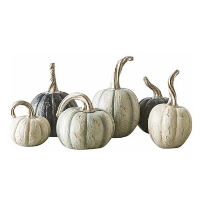 Loberon Yokane Lot de 6 citrouilles déco Peints à la Main on croirait de Vraies citrouilles !, crème/Vert/Noir - Publicité Loberon Yokane Lot de 6 citrouilles déco Peints à la Main on croirait de Vraies citrouilles !, crème/Vert/Noir - Publicité
