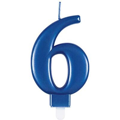 Unique -Bougie d'anniversaire chiffre 6-9 cm Bleu Métallique 1 pièce, 19616, 7 centimeters - Publicité Unique -Bougie d'anniversaire chiffre 6-9 cm Bleu Métallique 1 pièce, 19616, 7 centimeters - Publicité